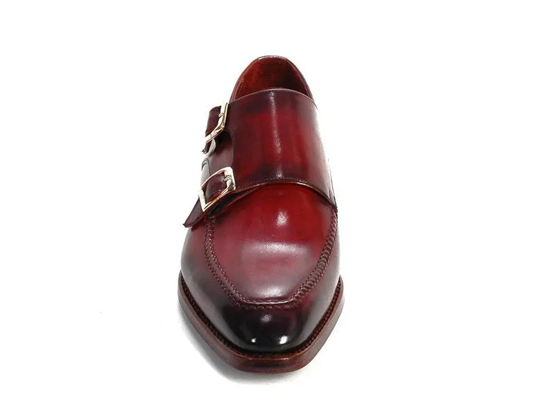 Paul Parkman Men's Leather Double Monkstraps in Black & Bordeaux