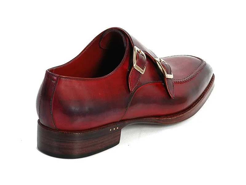 Paul Parkman Men's Leather Double Monkstraps in Black & Bordeaux