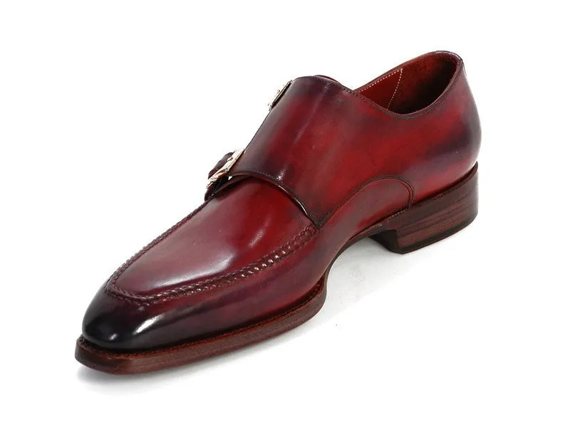 Paul Parkman Men's Leather Double Monkstraps in Black & Bordeaux