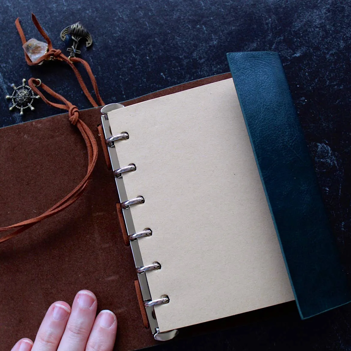 Pebble House Leather Notebook With Crystal Accent