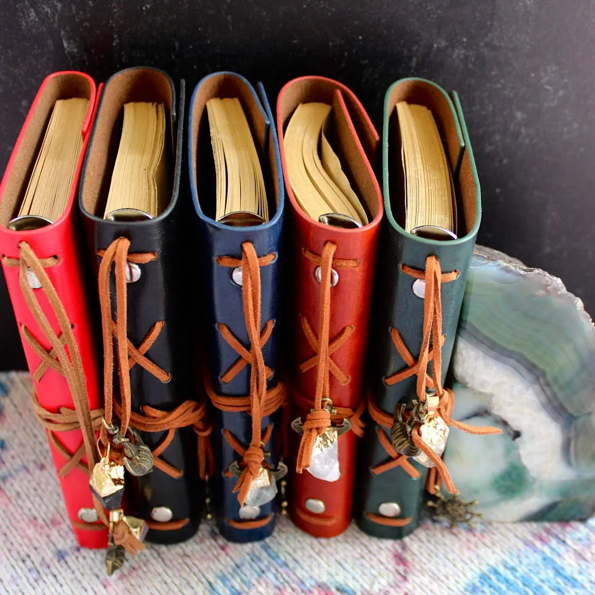 Pebble House Leather Notebook With Crystal Accent