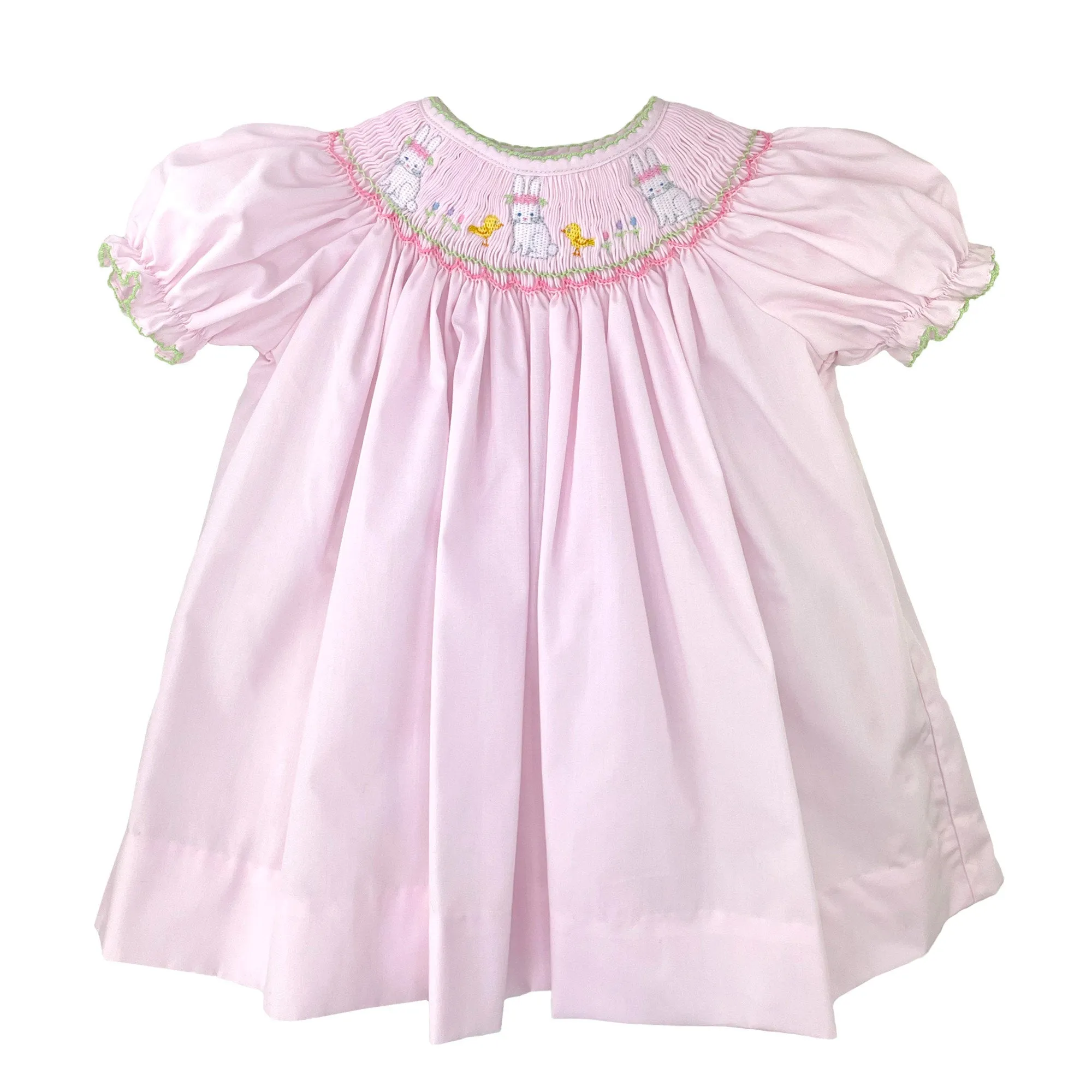 Petit Ami Pink Bunny Smocked Bishop Dress Baby Girls 3 6 9 12 18 24 Months