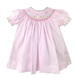 Petit Ami Pink Bunny Smocked Bishop Dress Baby Girls 3 6 9 12 18 24 Months