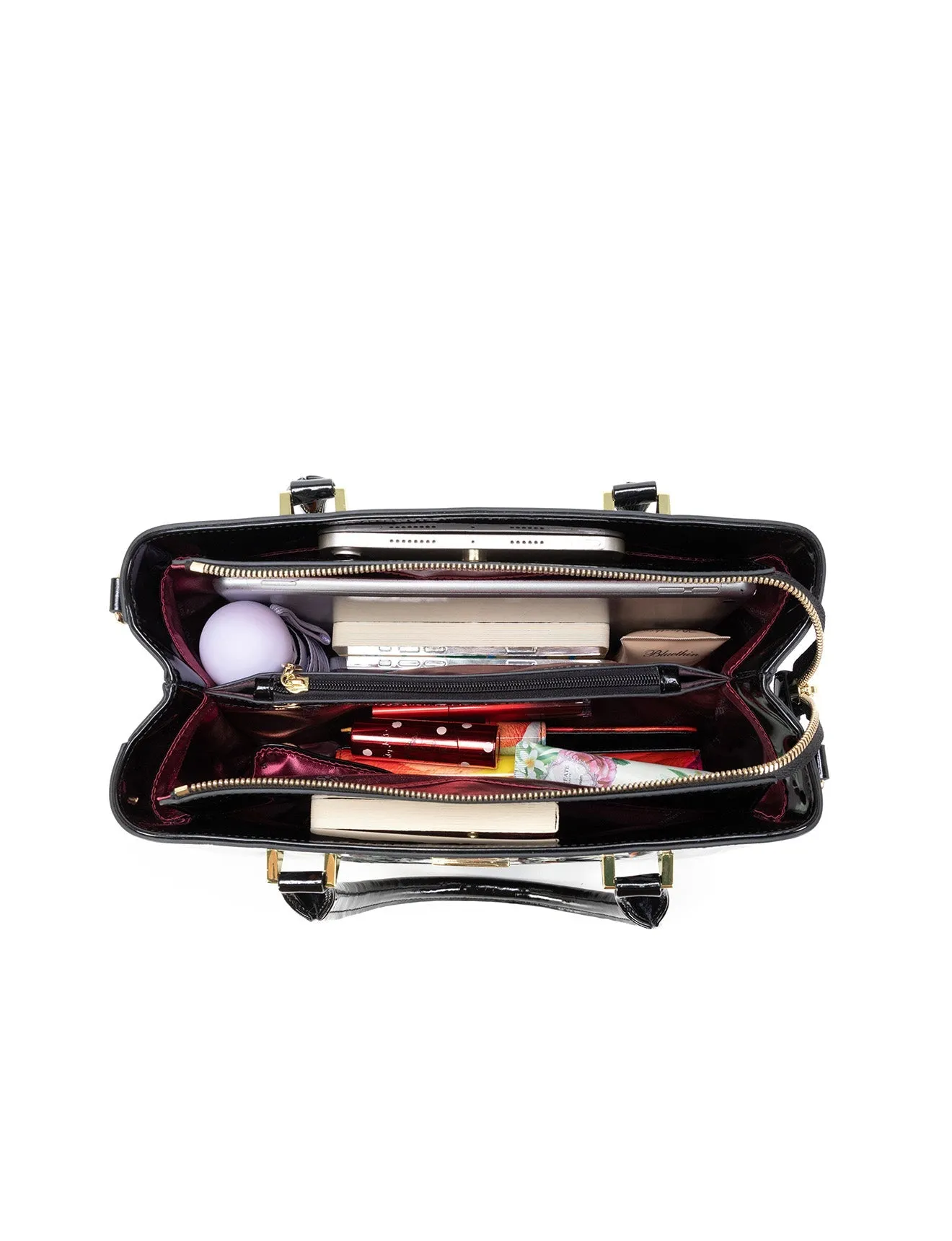PHYLLIS PATENT LEATHER GRIP HANDLE BAG- SN82-0820-SALE