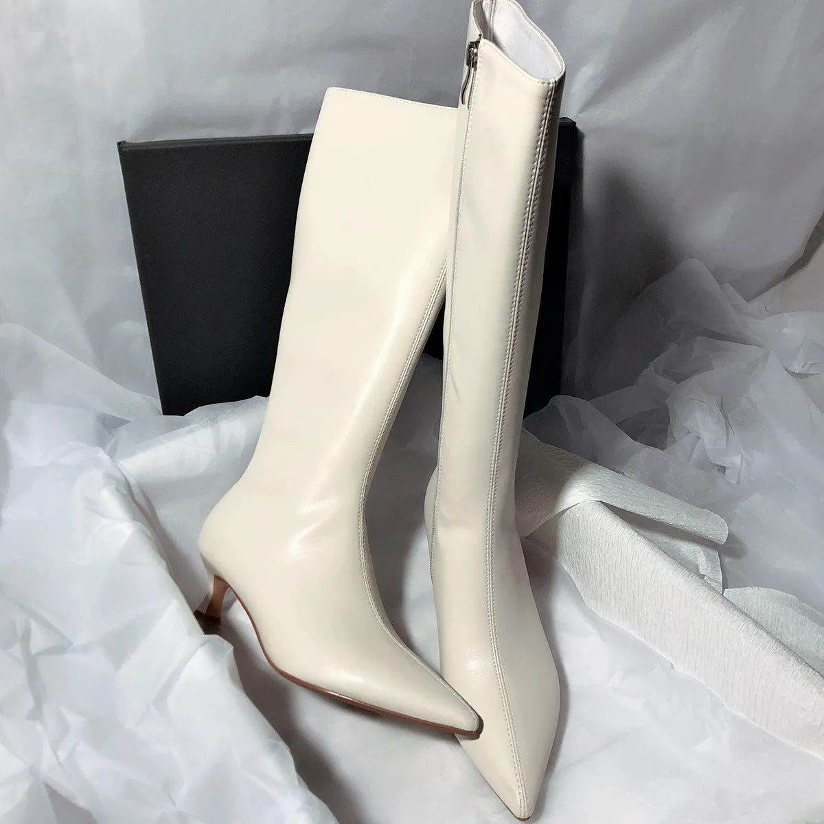 popular pointed but knee boots knight Korean version fine heel temperament side zipper high boots