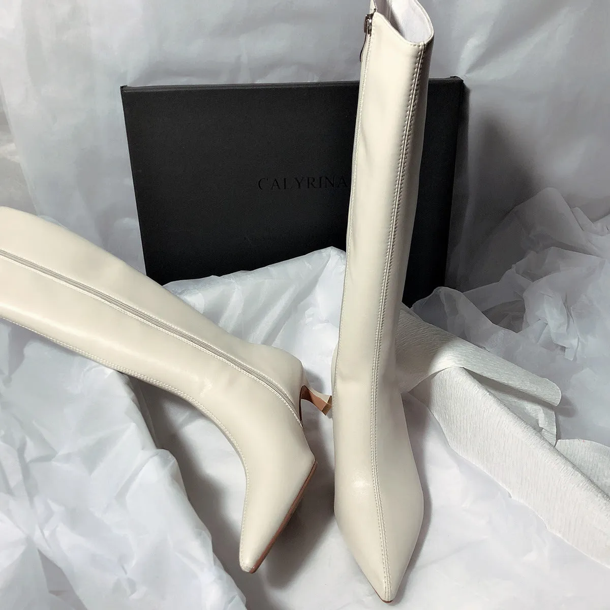 popular pointed but knee boots knight Korean version fine heel temperament side zipper high boots