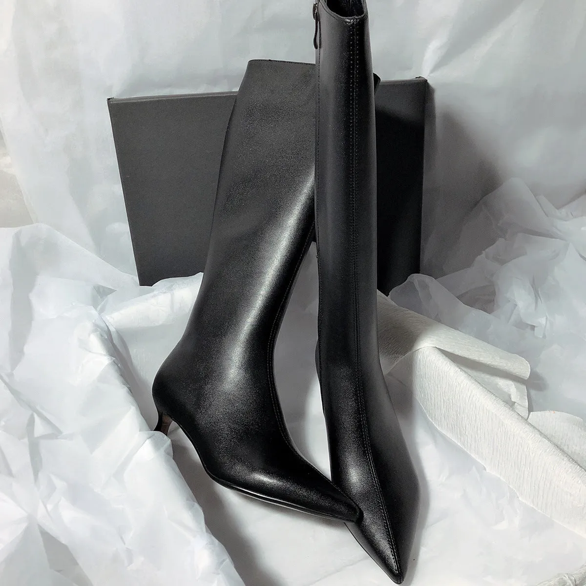 popular pointed but knee boots knight Korean version fine heel temperament side zipper high boots