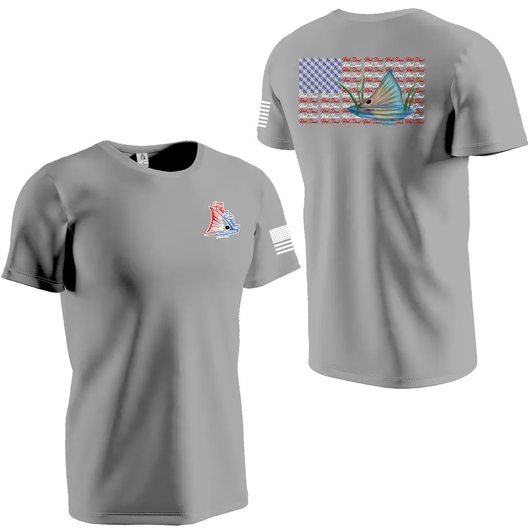 Redfish Flag Design Gray Short Sleeve Dri-fit (SS05)