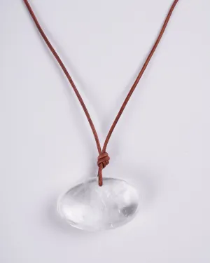 rock crystal on leather - stone clear