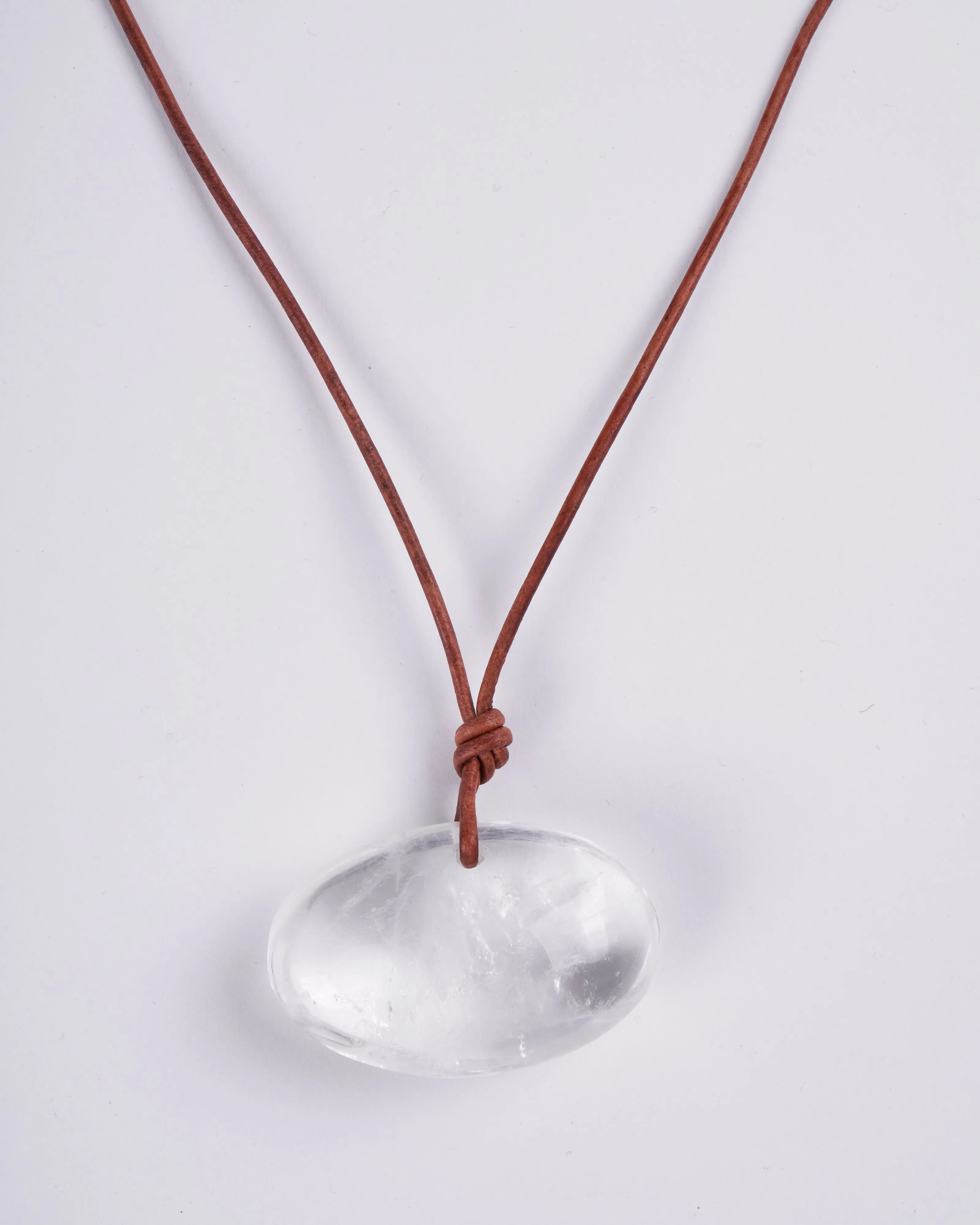 rock crystal on leather - stone clear