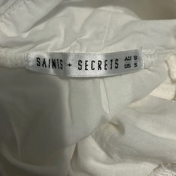 Saints and Secrets White Cotton Mini Dress Lace Edges Size Small