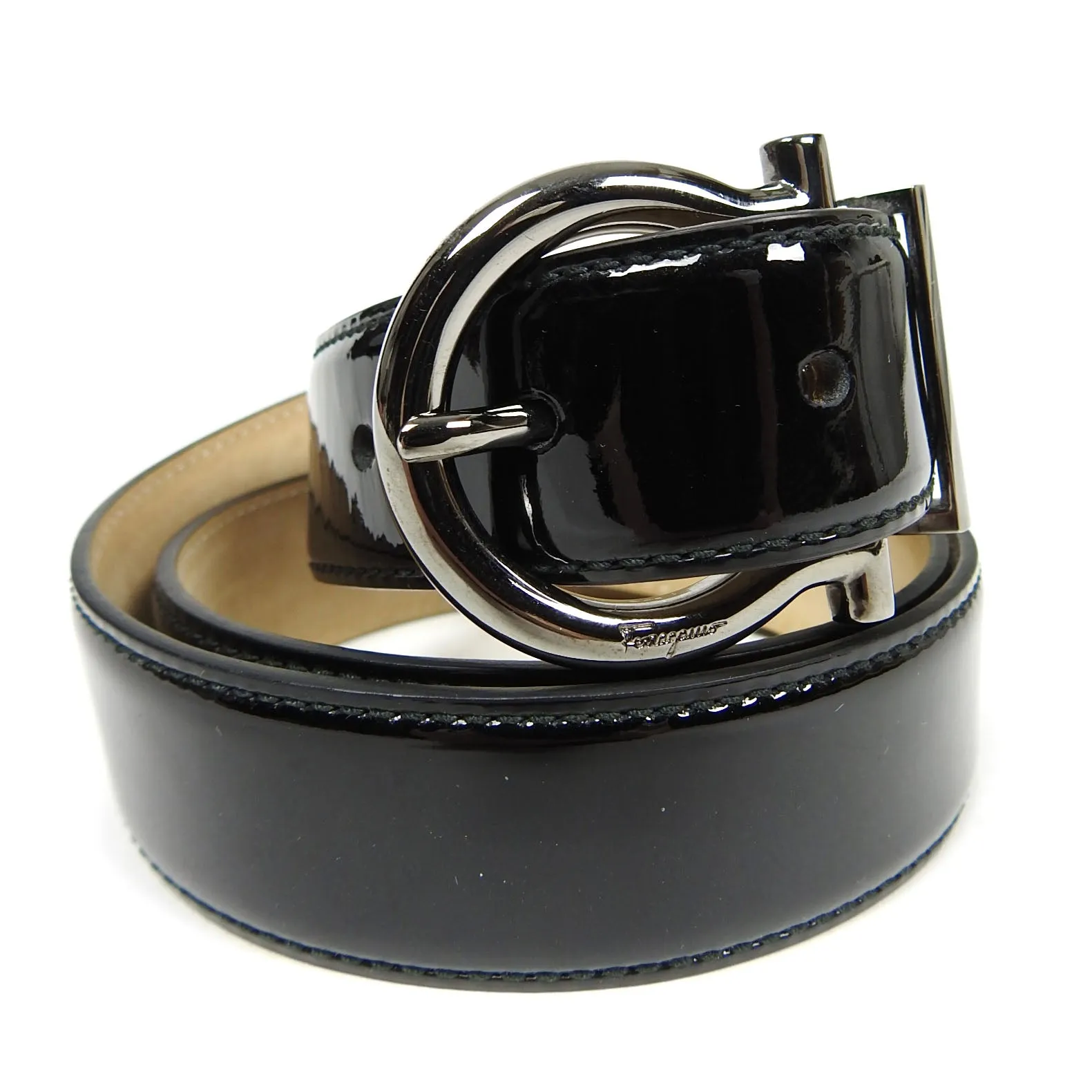 Salvatore Ferragamo Patent Leather Belt Size 85