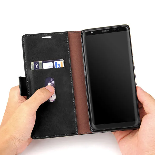 Samsung Galaxy Note 8 Wallet Case Retro Cover for Samsung Note 8 - Black/Red/Brown