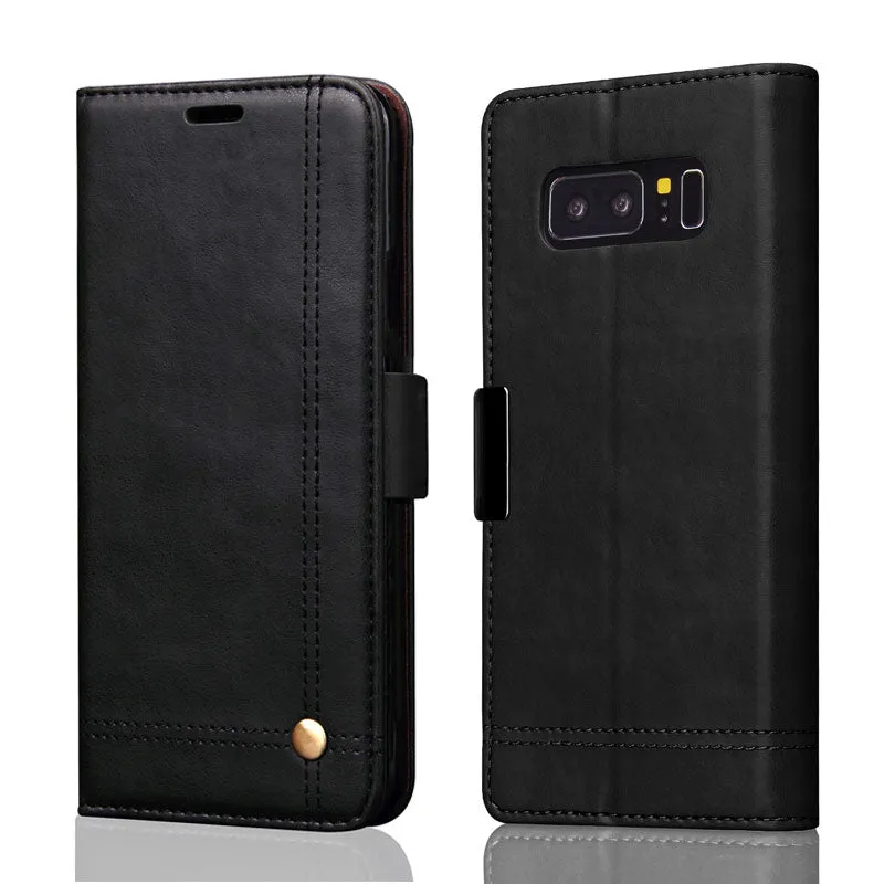 Samsung Galaxy Note 8 Wallet Case Retro Cover for Samsung Note 8 - Black/Red/Brown