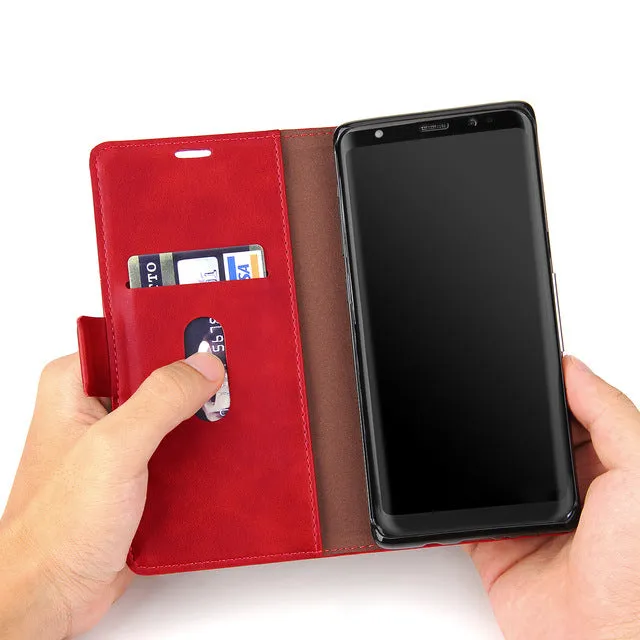 Samsung Galaxy Note 8 Wallet Case Retro Cover for Samsung Note 8 - Black/Red/Brown