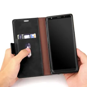 Samsung Galaxy Note 8 Wallet Case Retro Cover for Samsung Note 8 - Black/Red/Brown