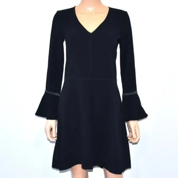 🍕SCOTCH &amp; SODA Crepe Long Sleeve Dress Black Bell Sleeve