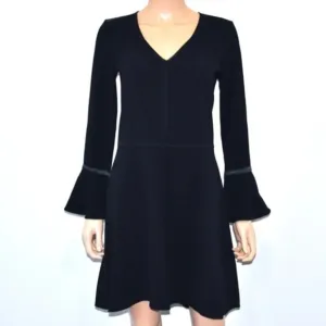 🍕SCOTCH &amp; SODA Crepe Long Sleeve Dress Black Bell Sleeve