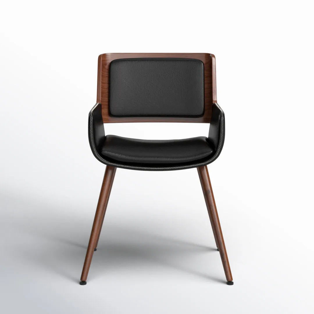 Seagraves Faux Leather Mid-Century Dining Chair Mercury Row® Upholstery Color: Polished Obsidian Faux Leather