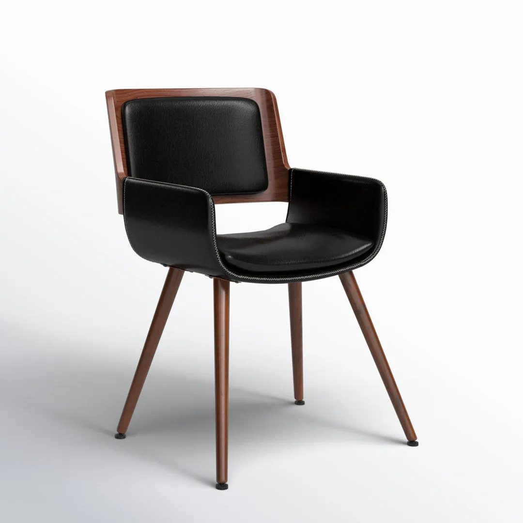 Seagraves Faux Leather Mid-Century Dining Chair Mercury Row® Upholstery Color: Polished Obsidian Faux Leather