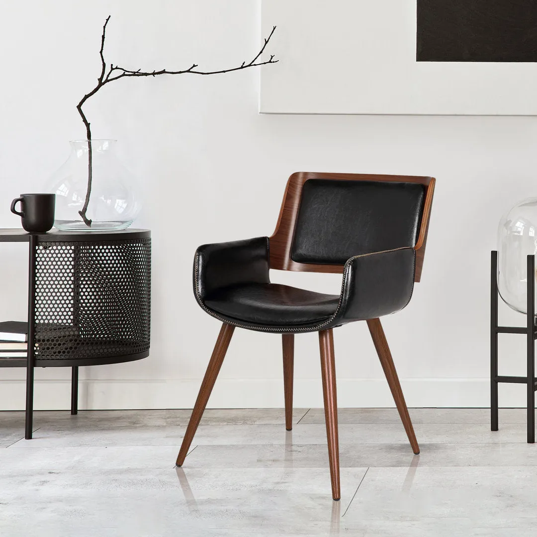 Seagraves Faux Leather Mid-Century Dining Chair Mercury Row® Upholstery Color: Polished Obsidian Faux Leather