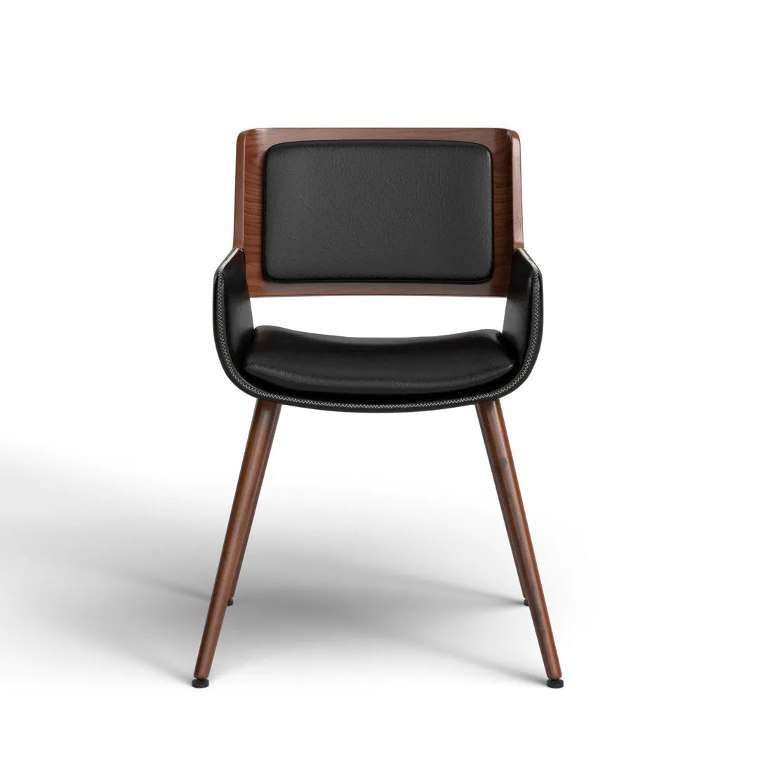 Seagraves Faux Leather Mid-Century Dining Chair Mercury Row® Upholstery Color: Polished Obsidian Faux Leather