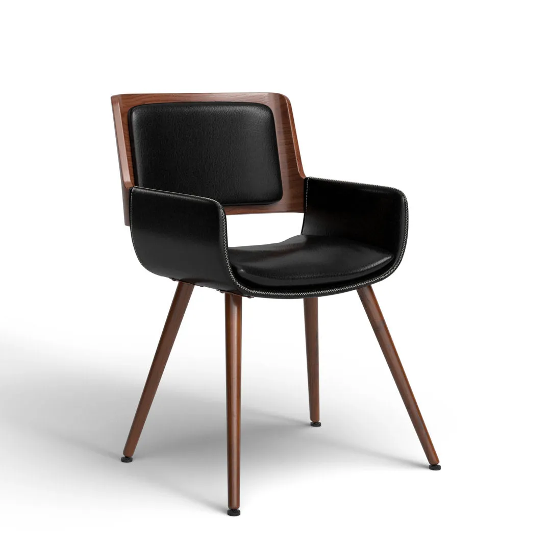 Seagraves Faux Leather Mid-Century Dining Chair Mercury Row® Upholstery Color: Polished Obsidian Faux Leather