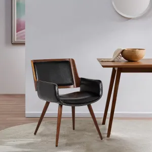 Seagraves Faux Leather Mid-Century Dining Chair Mercury Row® Upholstery Color: Polished Obsidian Faux Leather