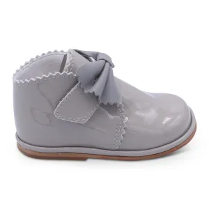 'Sharon' Girls Grey Patent Velcro Boots