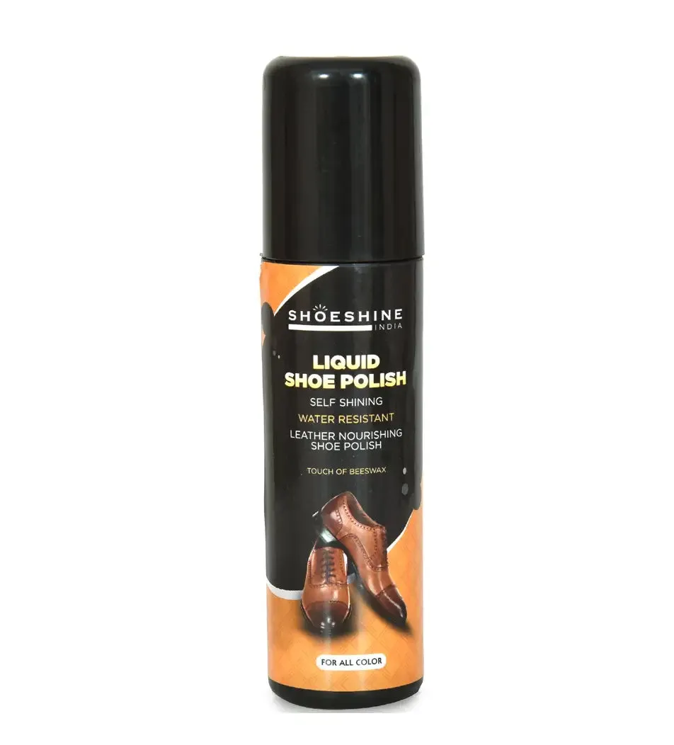 SHOESHINE Liquid shoe polish - Black (Pack of 2)- sponge top for leather boots, formal and dress shoes
