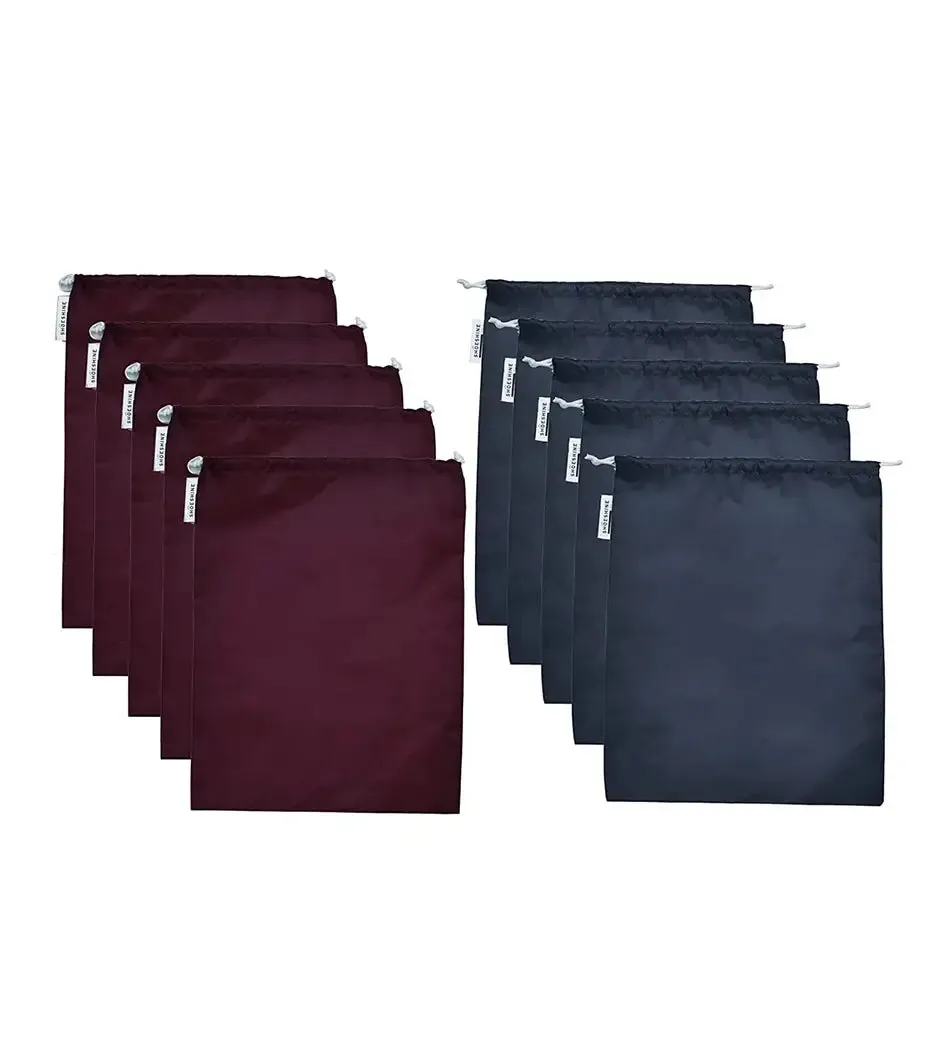 SHOESHINE Shoe Bag (Pack of 10) Water Resistant and Dust Proof Shoe Storage Bag - Navy Blue