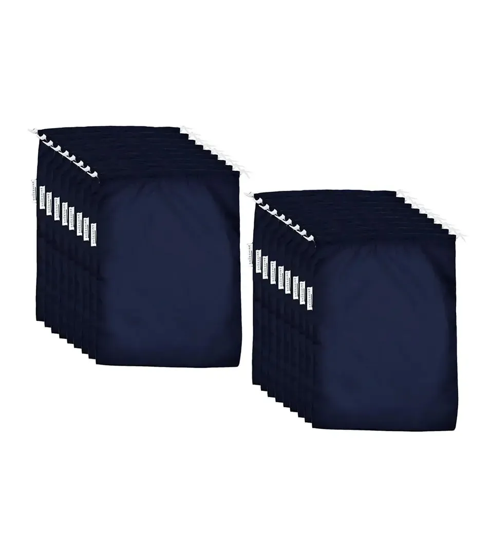 SHOESHINE Shoe Bag (Pack of 10) Water Resistant and Dust Proof Shoe Storage Bag - Navy Blue