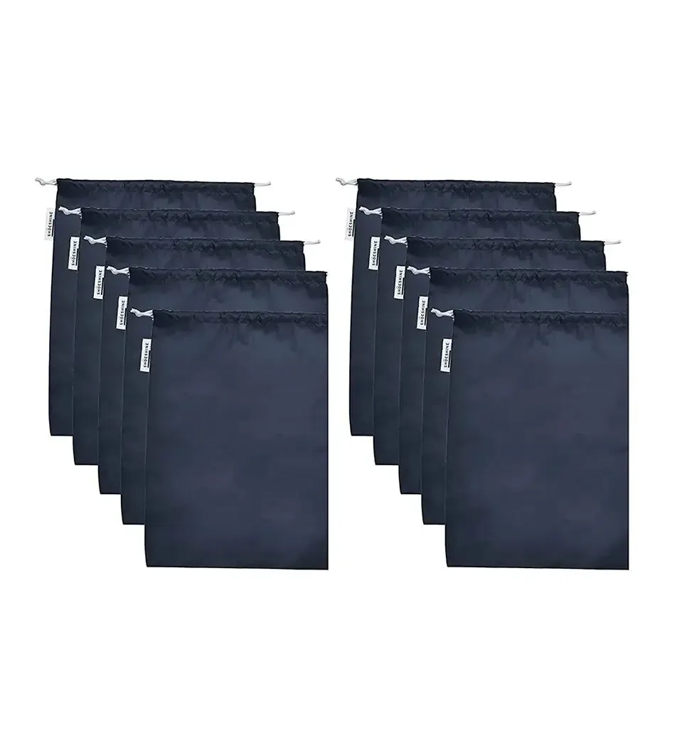 SHOESHINE Shoe Bag (Pack of 10) Water Resistant and Dust Proof Shoe Storage Bag - Navy Blue