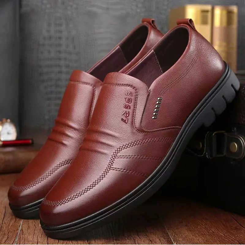 Silverton | Men's Black Leather Shoes - Soft, Anti-Slip, Breathable Business Casual Footwear - Luxury Lightweight Flats