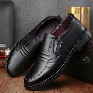 Silverton | Men's Black Leather Shoes - Soft, Anti-Slip, Breathable Business Casual Footwear - Luxury Lightweight Flats