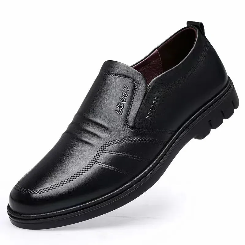 Silverton | Men's Black Leather Shoes - Soft, Anti-Slip, Breathable Business Casual Footwear - Luxury Lightweight Flats