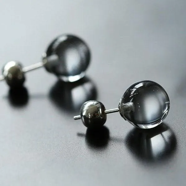 Simple Crystal Agate Tiger Eye Round Earrings