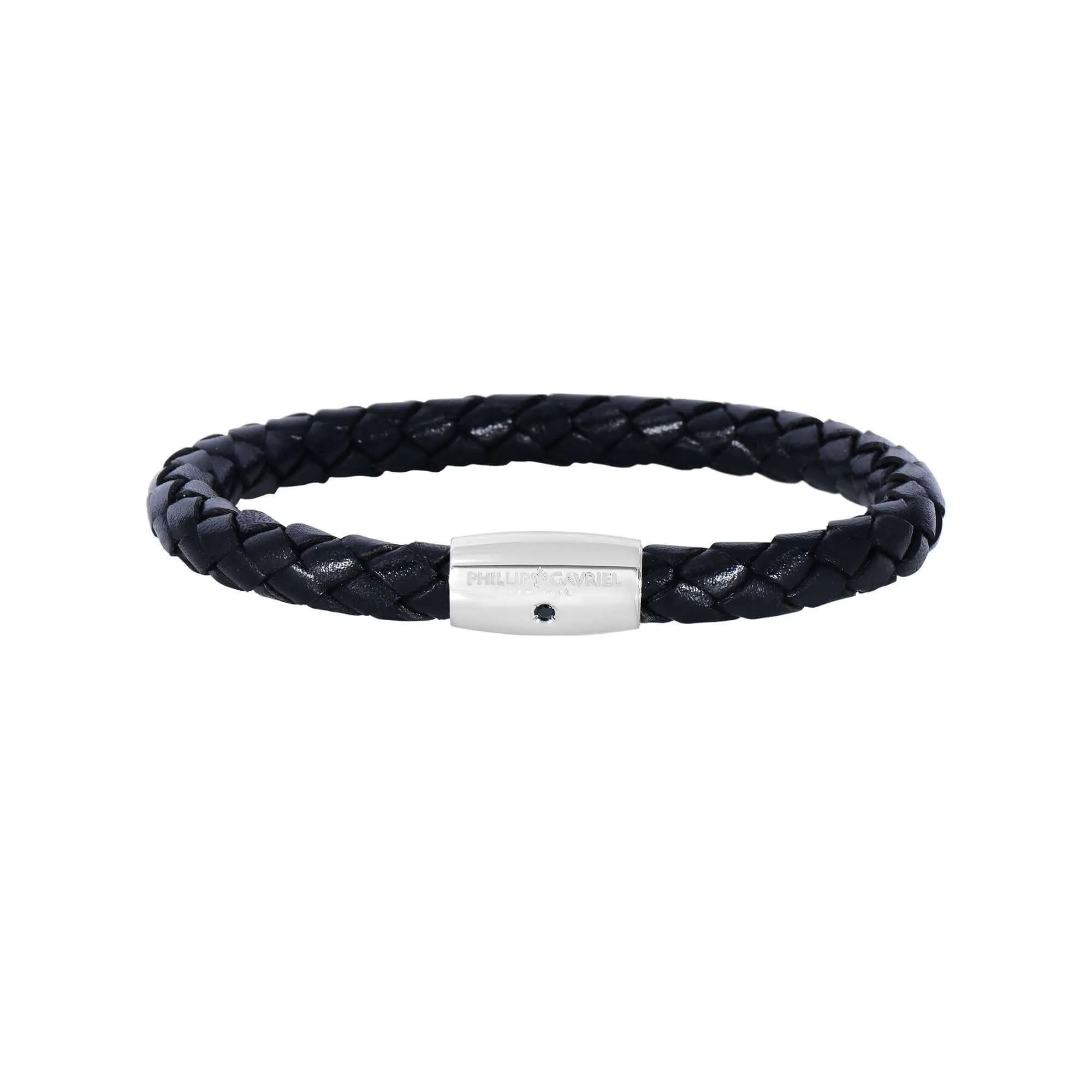 Sterling Silver Men's Leather Bracelet