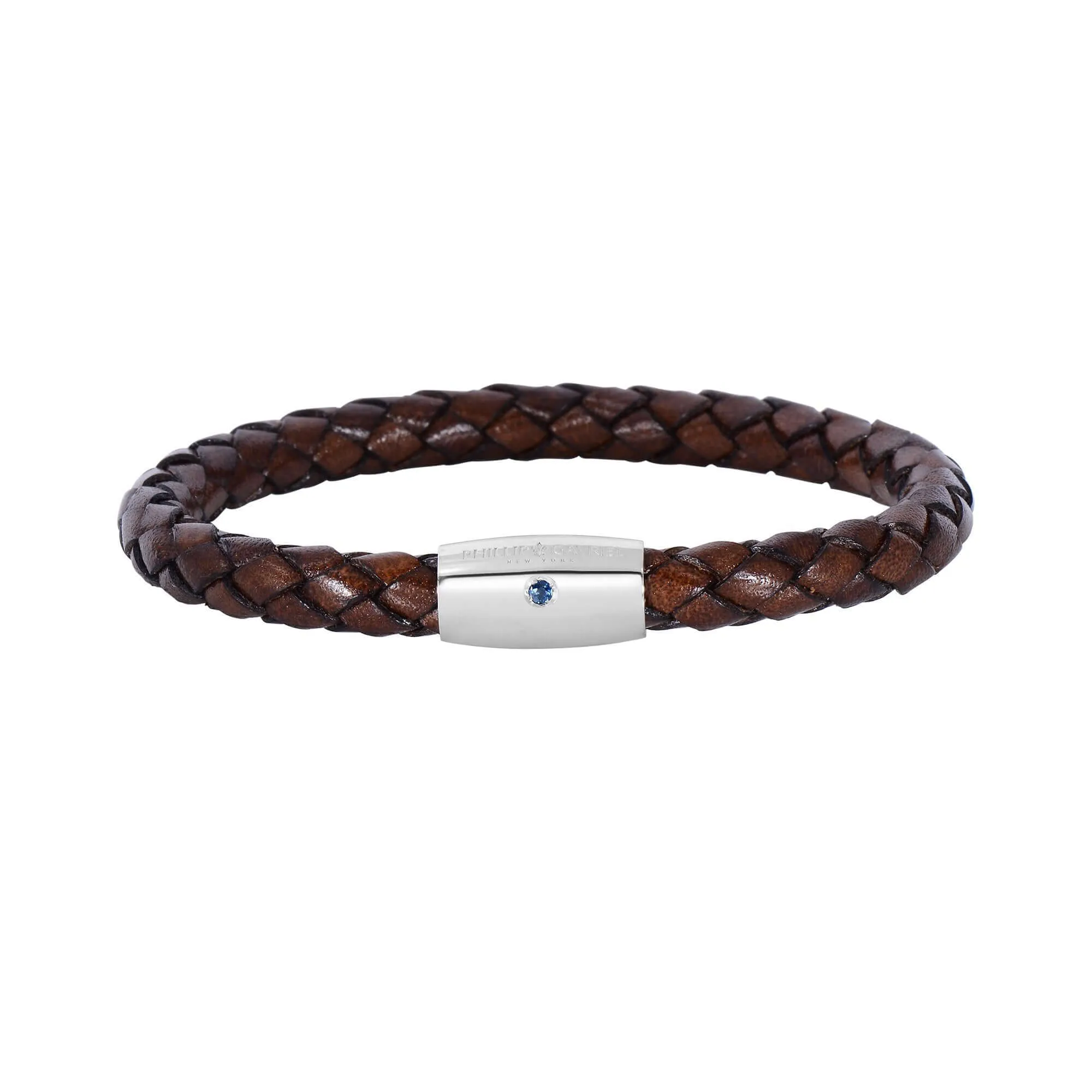 Sterling Silver Men's Leather Bracelet