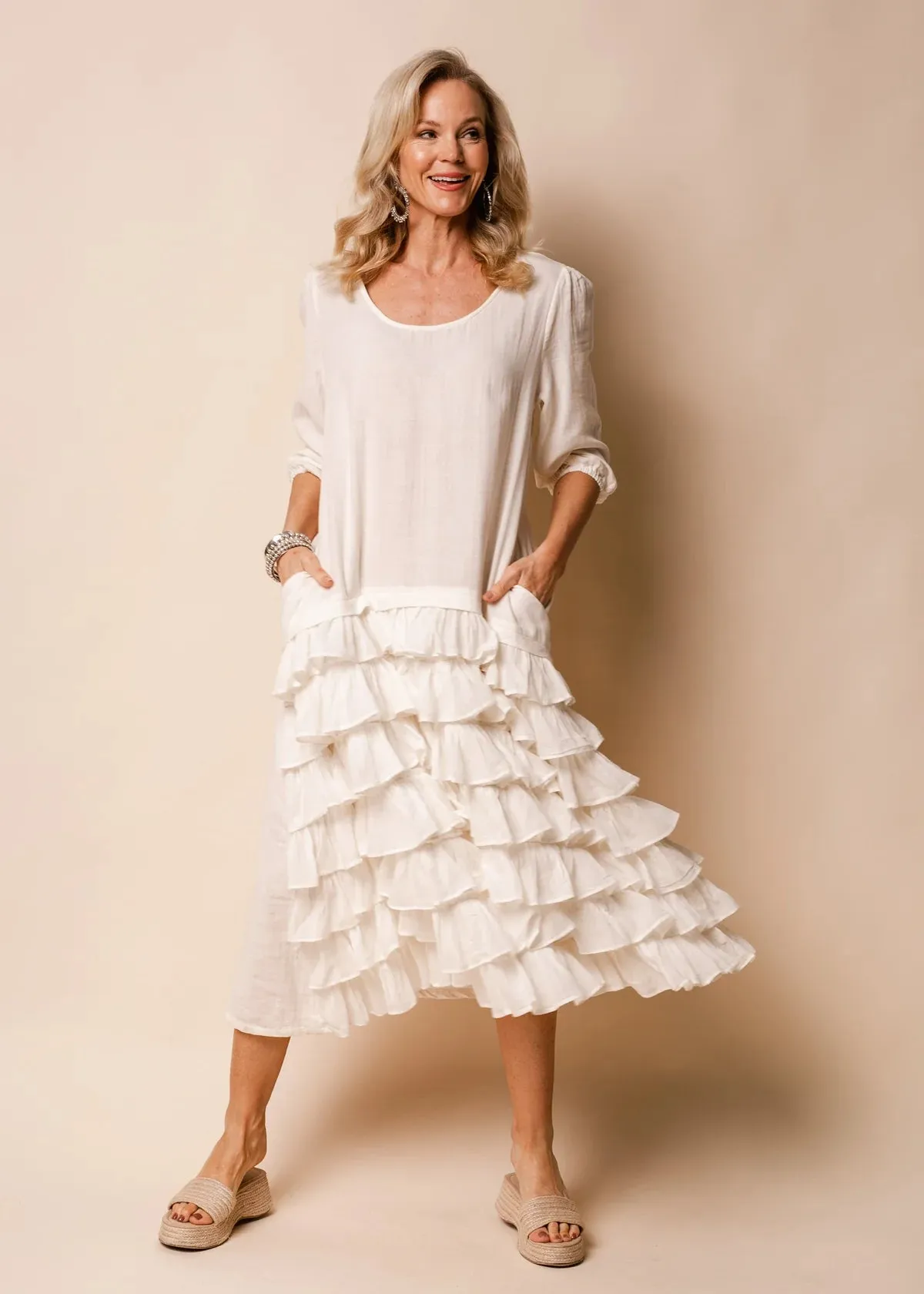 Stone Cotton Dress - Cream