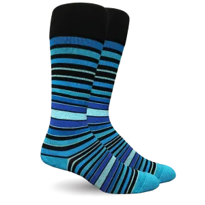 Stripe Cotton Blue Socks - Men's Medical