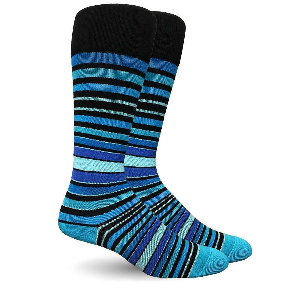 Stripe Cotton Blue Socks - Men's Medical
