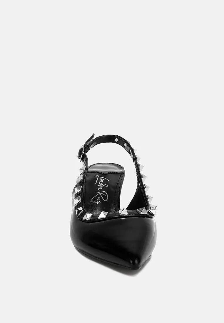 Stud Embellished Slingback Sandals By RAG