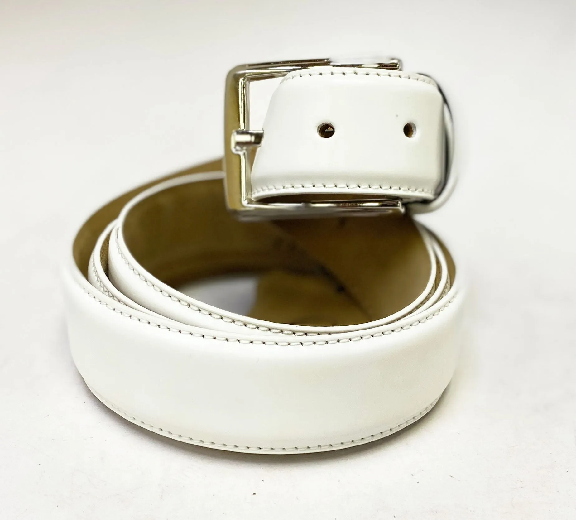 Style: C Collection Patent Leather Belt White