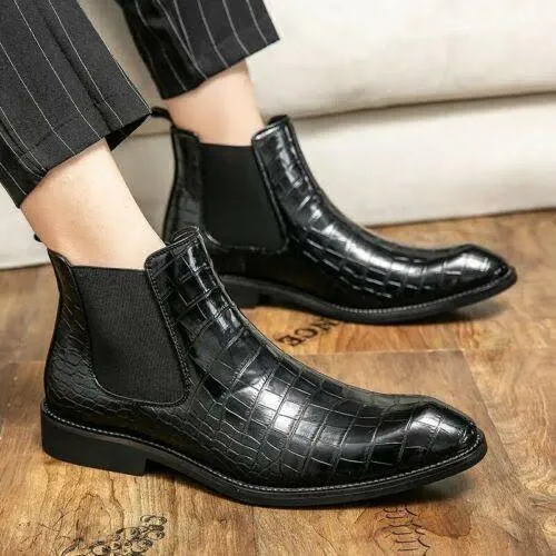 Stylish Croco Italian Casual And Party Wear Boots For Men's -JonasParamount