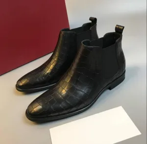 Stylish Croco Italian Casual And Party Wear Boots For Men's -JonasParamount
