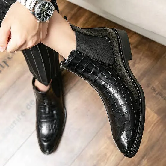 Stylish Croco Italian Casual And Party Wear Boots For Men's -JonasParamount
