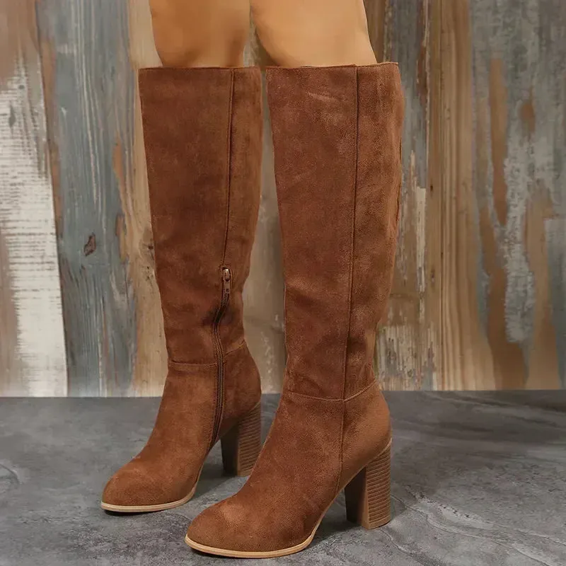 Suede Knee-High Boots | Classic & Chic | Block Heel Comfort