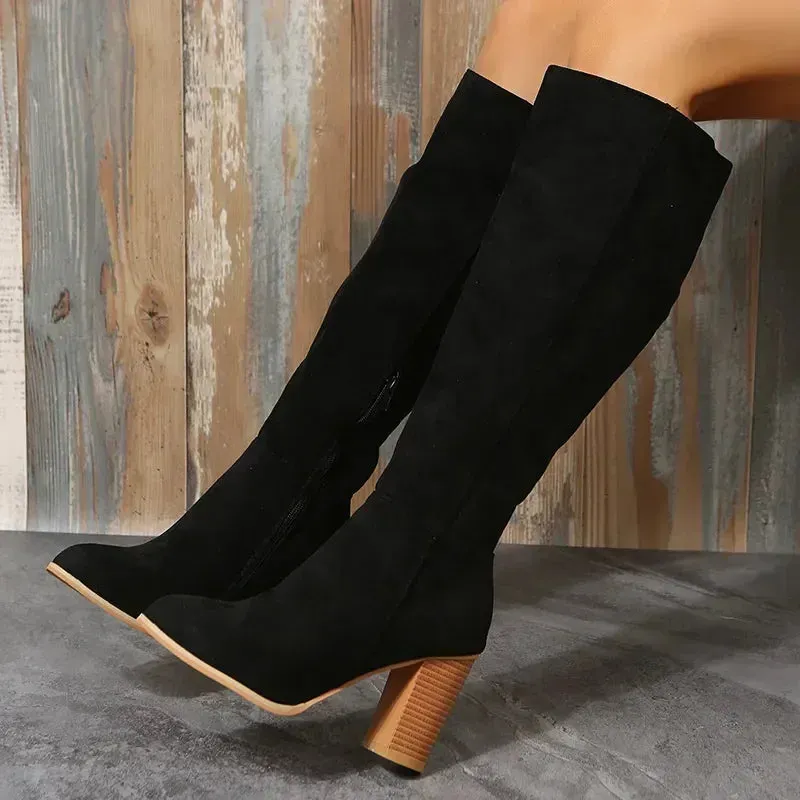 Suede Knee-High Boots | Classic & Chic | Block Heel Comfort