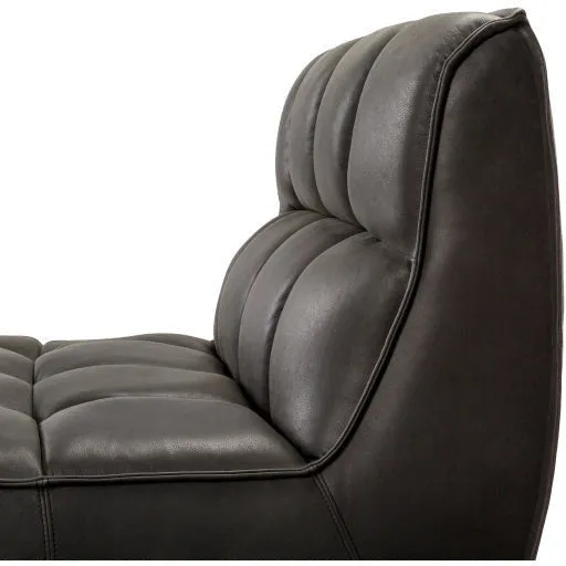 Surya Belfort Modern Channeled Black Leather Accent Chair